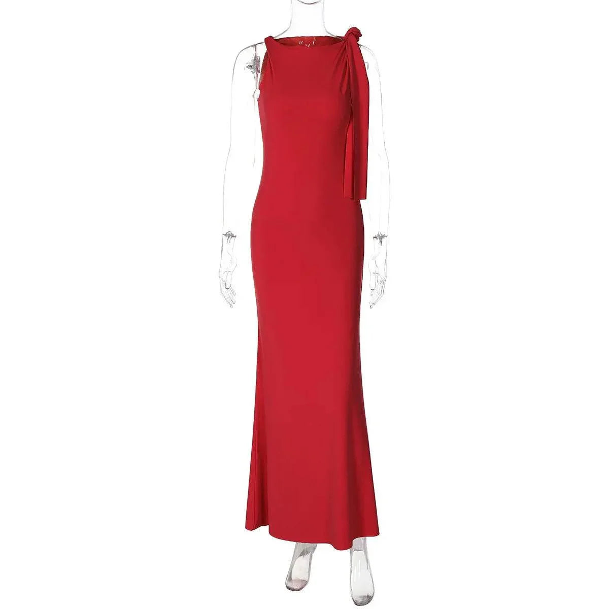 One-Shoulder Ribbon Long Dress – Sleek & Sexy Clubwear - ZA-Zola
