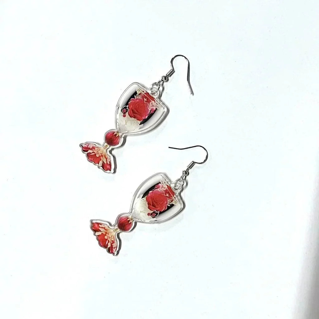 Valentine’s Rose Wine Glass Earrings - Shop Now! - ZA-Zola