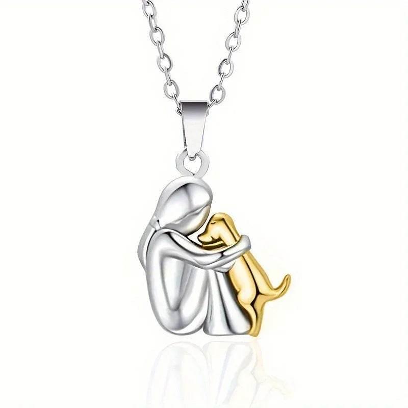 Girl and Dog Hug Necklace – Pet Love Jewelry Gift - ZA-Zola