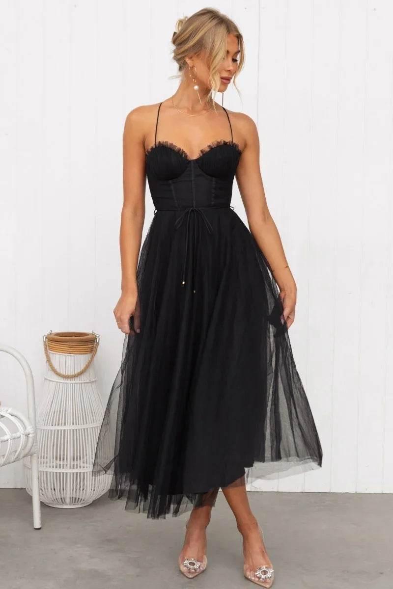 Temperament Camisole Mesh Party & Evening Dress – Mid-Length - ZA-Zola