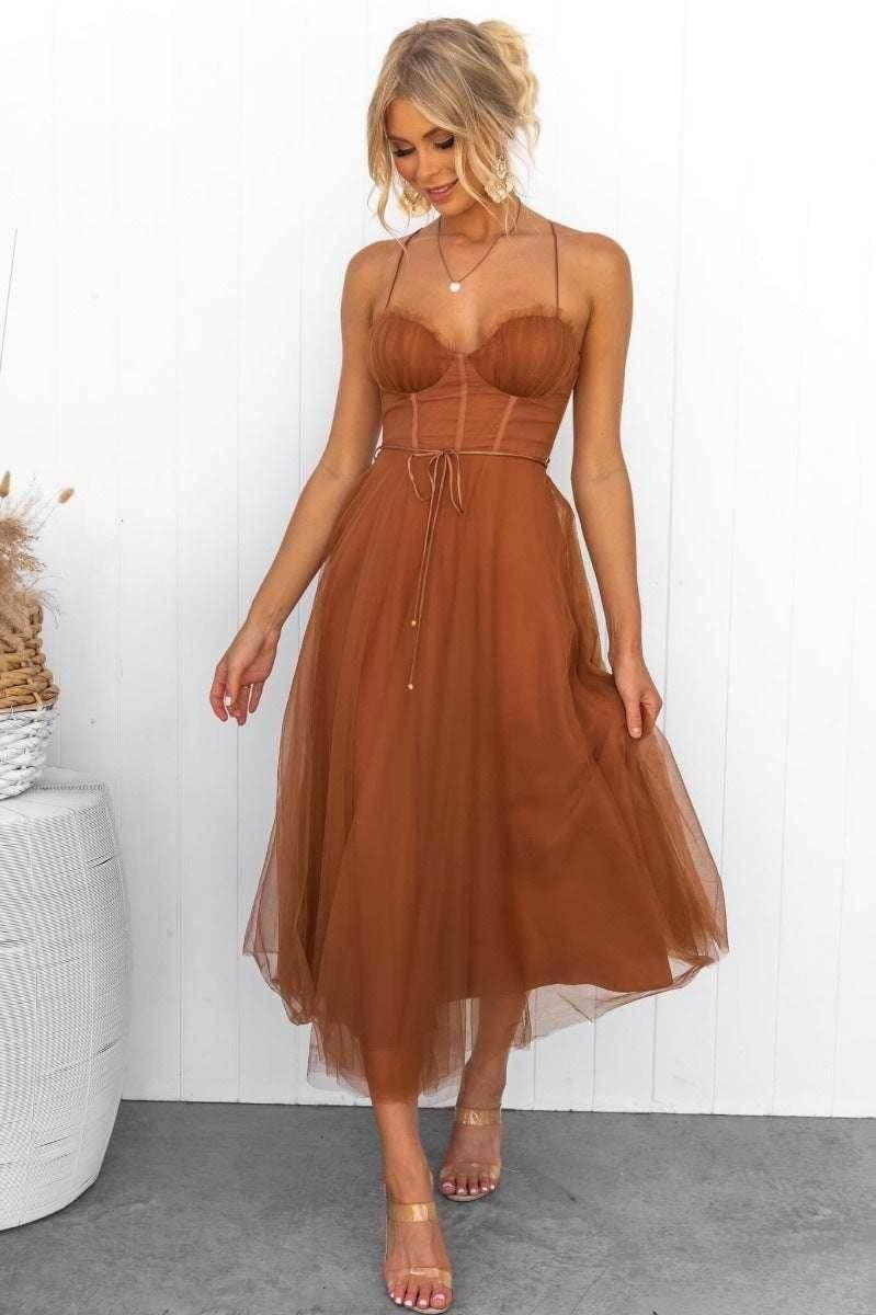 Temperament Camisole Mesh Party & Evening Dress – Mid-Length - ZA-Zola