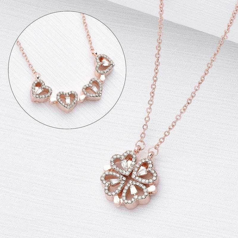 Heart Pendant – Magnetic Four-Leaf Clover Necklace - ZA-Zola
