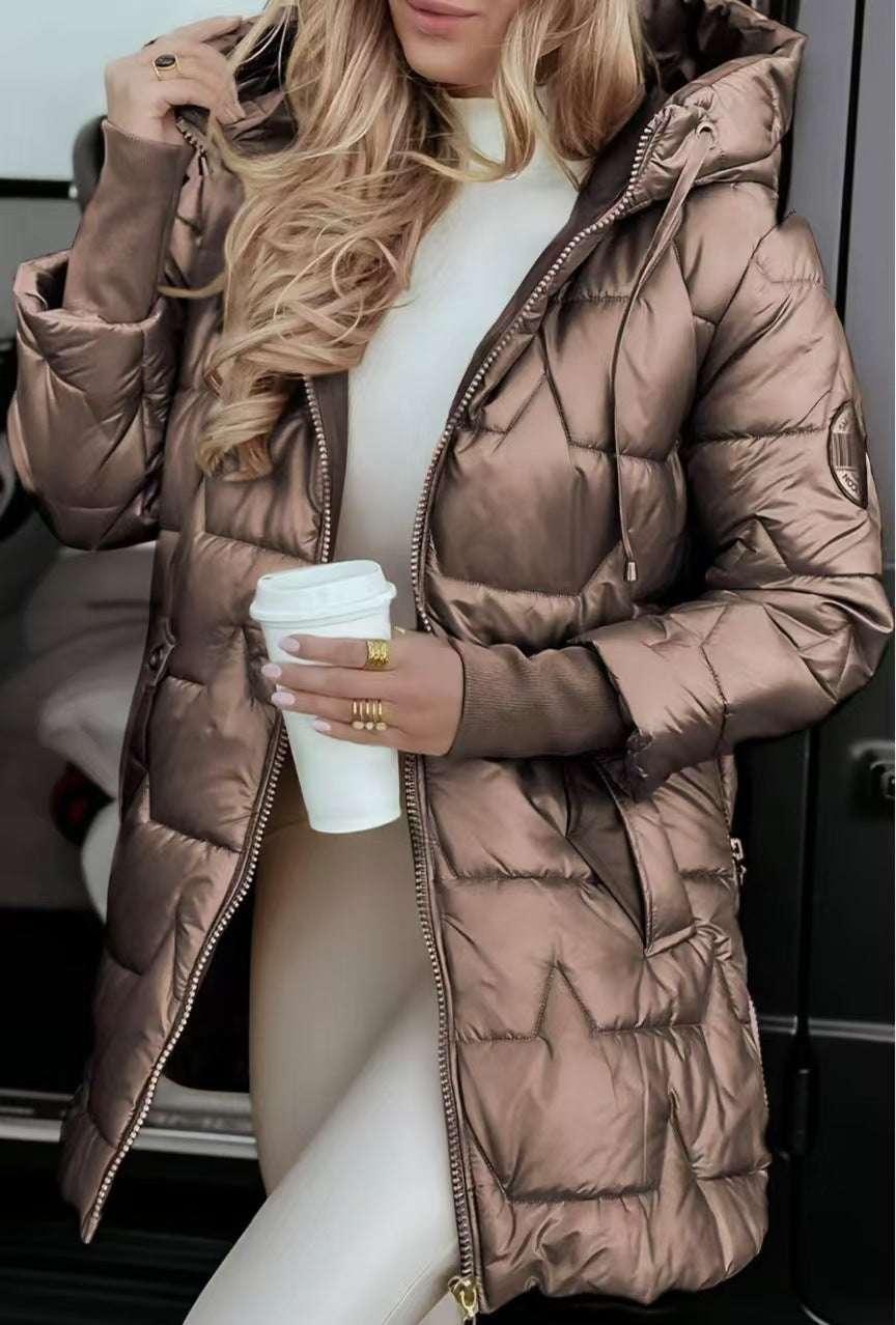 Winter Hooded Down Jacket for Women | Elegant Warm Cardigan Coat - ZA-Zola