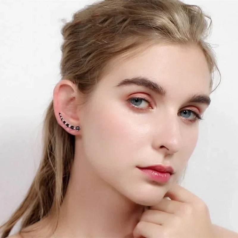 Black Zircon Long Round Earrings – Elegant Shine - ZA-Zola