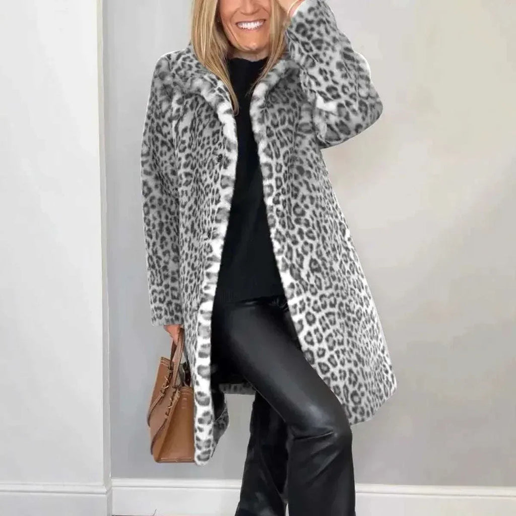 Leopard Print Plush Coat Mid-Length Winter Style - ZA-Zola