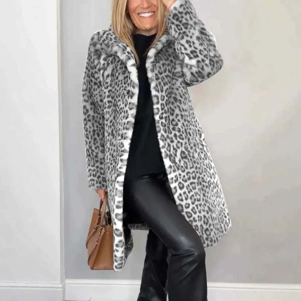 Leopard Print Plush Coat Mid-Length Winter Style - ZA-Zola