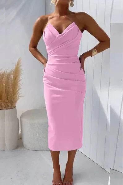 Elegant Sleeveless High Slit Solid Color Dress - ZA-Zola