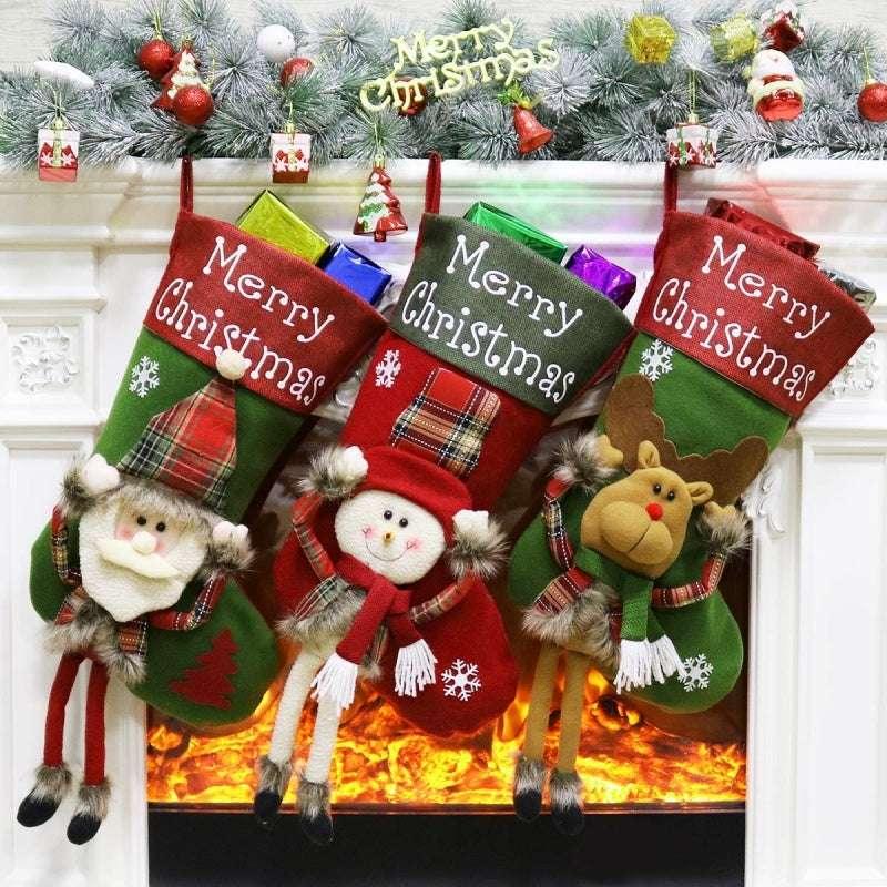 Christmas Big Stockings 3D Plush Xmas Decoration Set - ZA-Zola