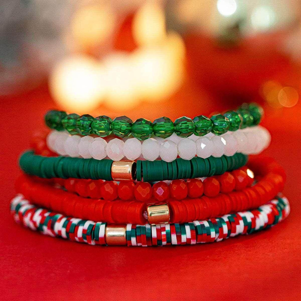 Festive Christmas Polymer Clay Bracelet Set | Holiday Gift - ZA-Zola