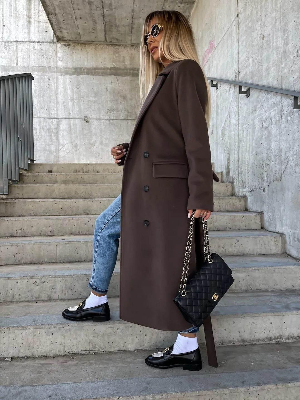 Women’s Double-Breasted Lapel Jacket With Belt Winter Coat - ZA-Zola