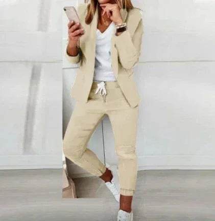 Lapel Collar Office Trousers Suit for Women - ZA-Zola