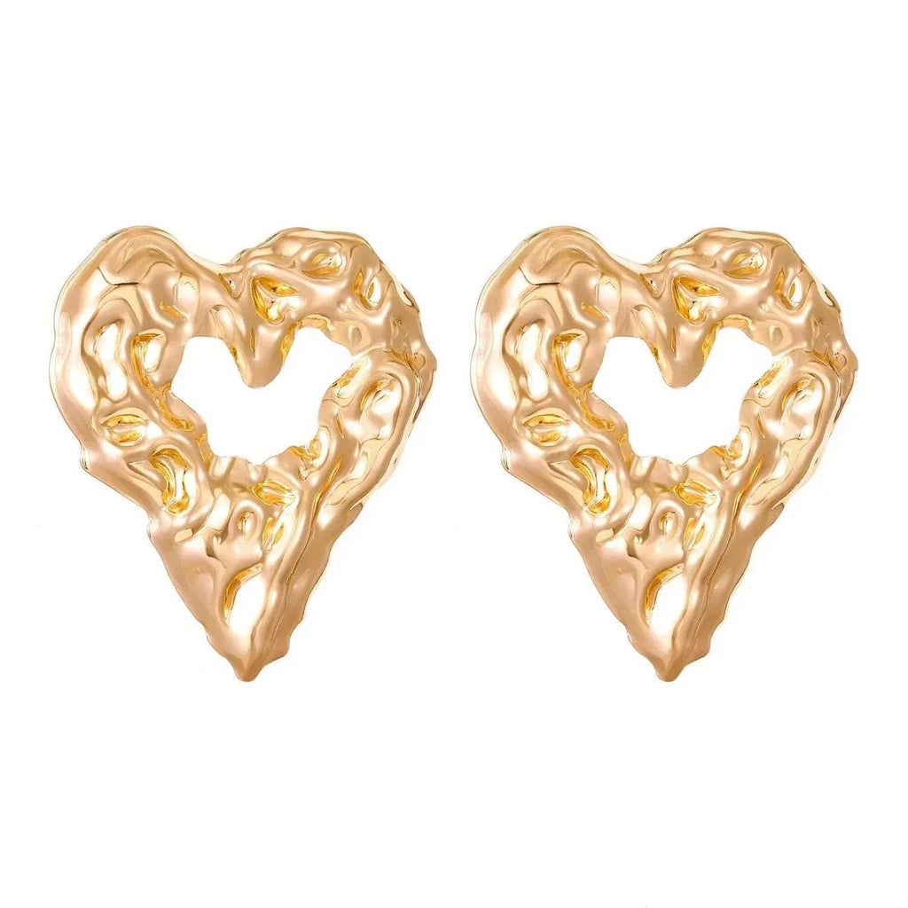 Pleated Hollow Heart Earrings - Shop Now for Love! - ZA-Zola