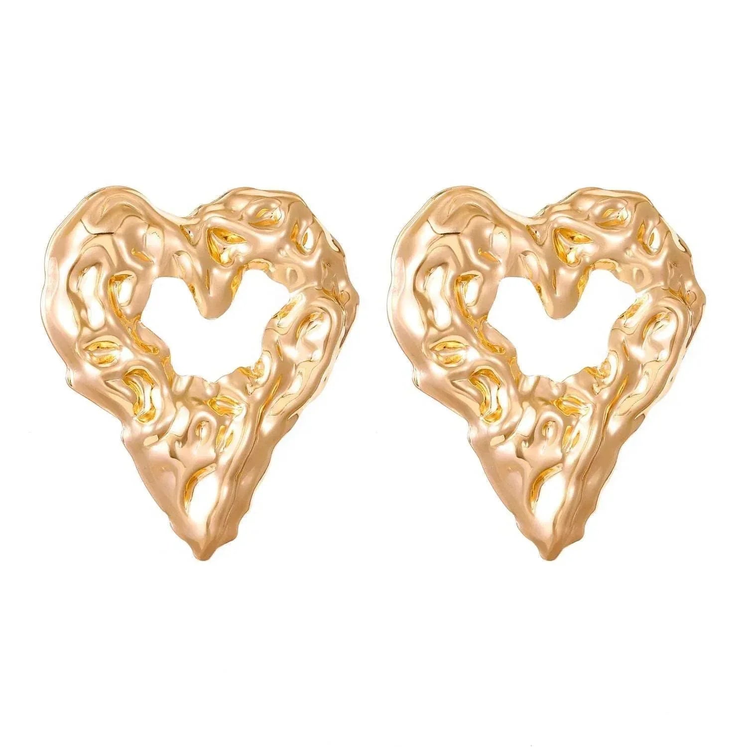Pleated Hollow Heart Earrings - Shop Now for Love! - ZA-Zola