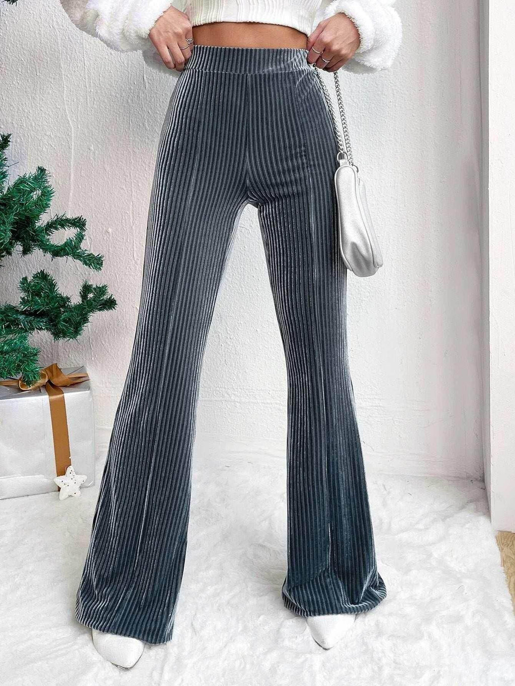 High Waist Corduroy Bell-Bottom Pants - ZA-Zola