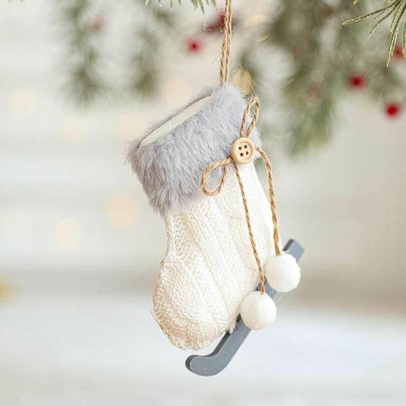 White Plush Christmas Ornament Tree Pendant Gloves & Sled - ZA-Zola