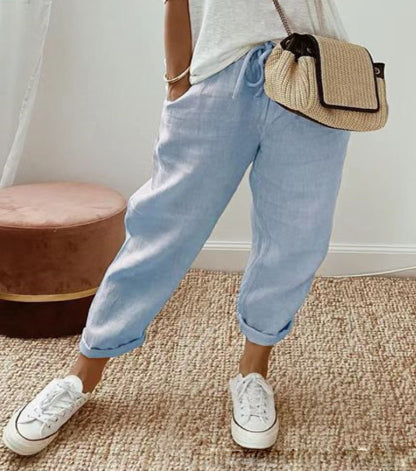 Cotton Linen Casual Slacks Outfit Ideas Women