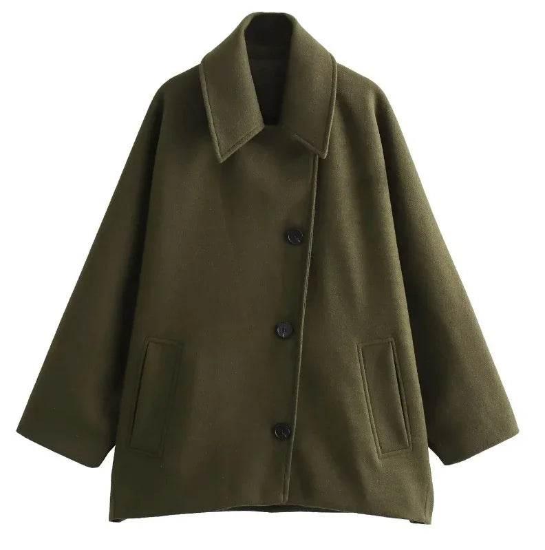 Buy Winter Wool Blend Batwing Sleeve Overcoat - Elegant - ZA-Zola