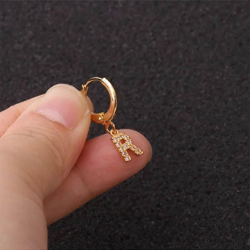 Women's Zircon Letter Earrings – Stylish Gold Jewelry - ZA-Zola
