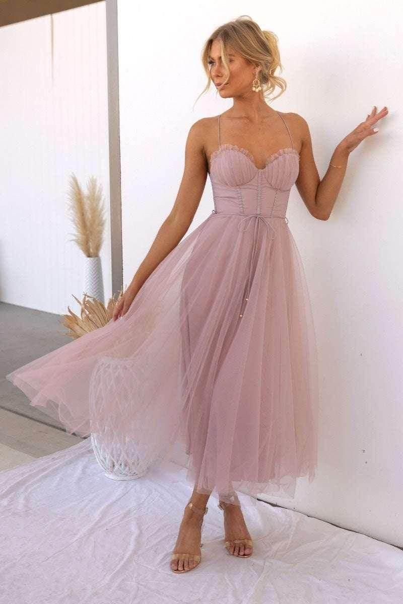 Temperament Camisole Mesh Party & Evening Dress – Mid-Length - ZA-Zola