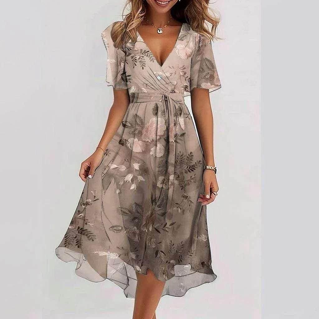 Chiffon V-Neck Summer Dress – Light, Feminine Style - ZA-Zola