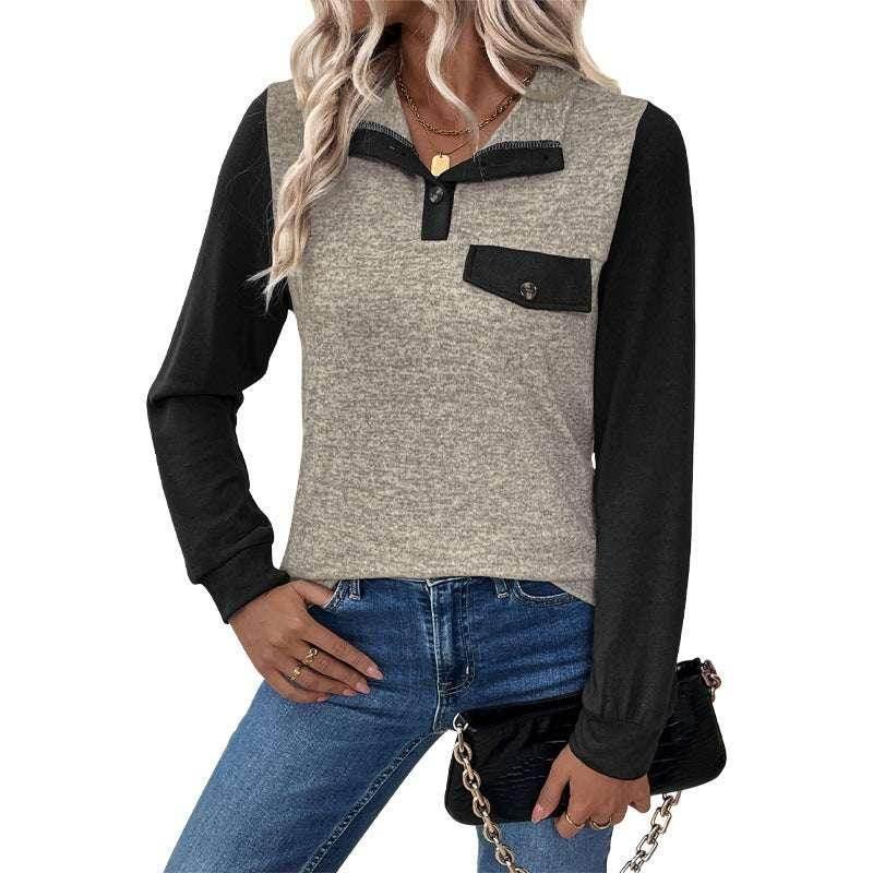Women’s Stand-Collar Color Stitching Sweater - ZA-Zola