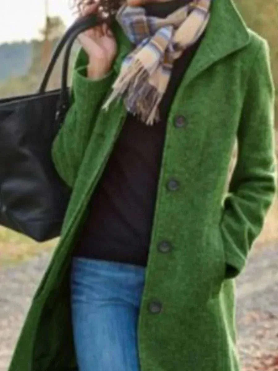 Women Woolen Coat Medium Length Slim Fit - ZA-Zola