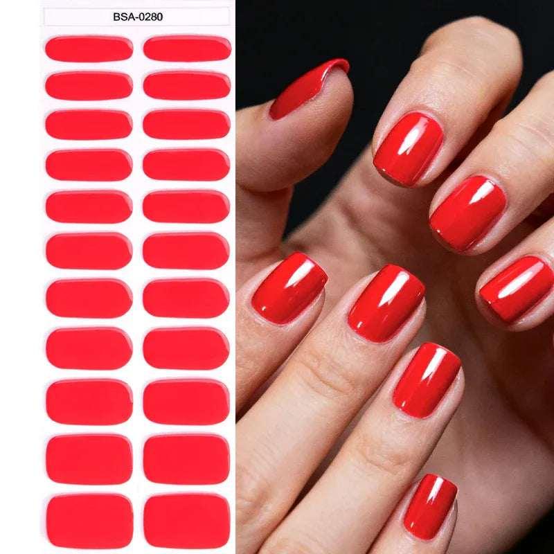 Simple Solid Color No-Bake Gel Nail Stickers - ZA-Zola