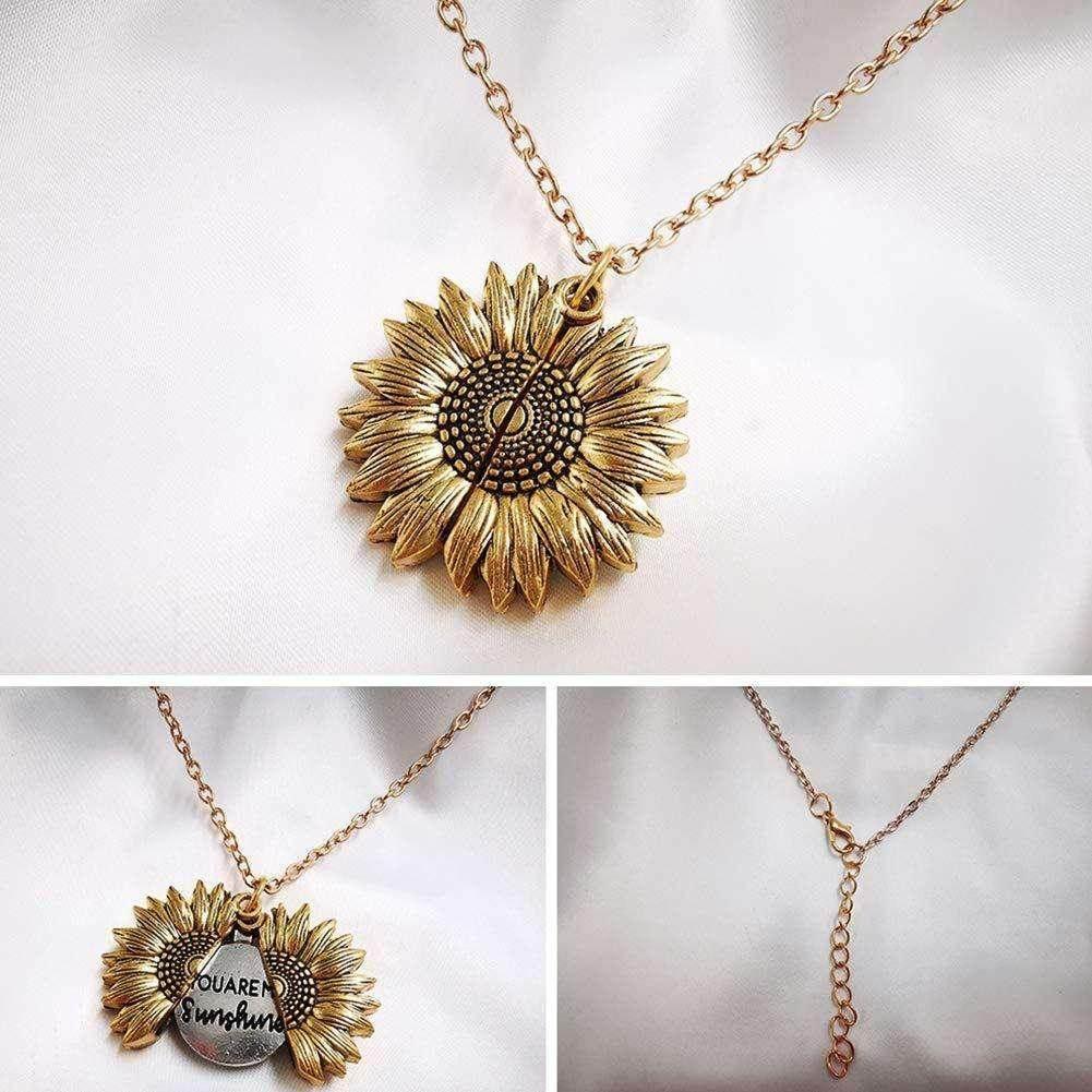 You Are My Sunshine Sunflower Pendant Necklace - ZA-Zola