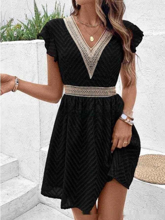 Summer Ice Silk Short Sleeve Dress for Women - ZA-Zola