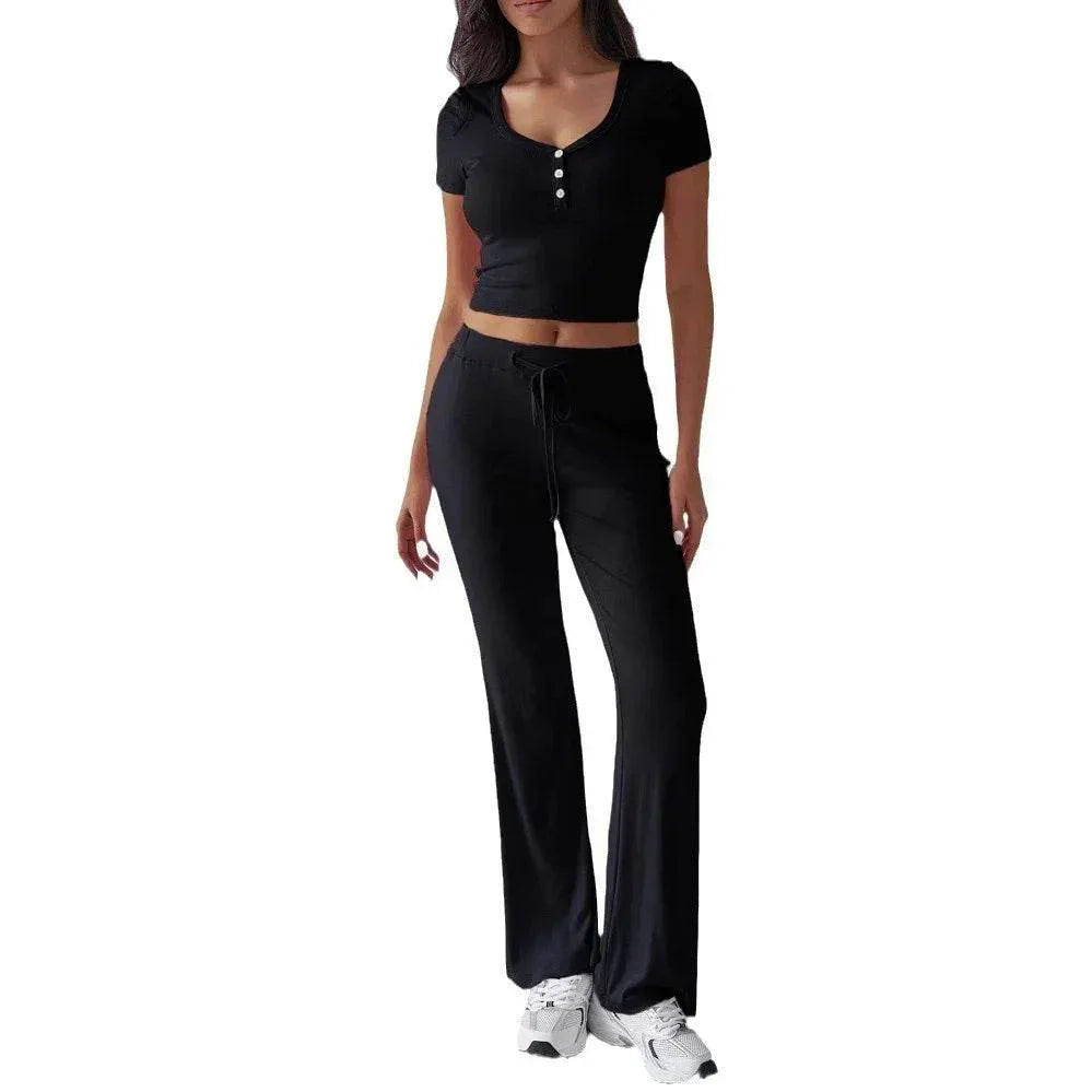 Solid Color Crew Neck Casual Suit – Shop Now for Comfort - ZA-Zola