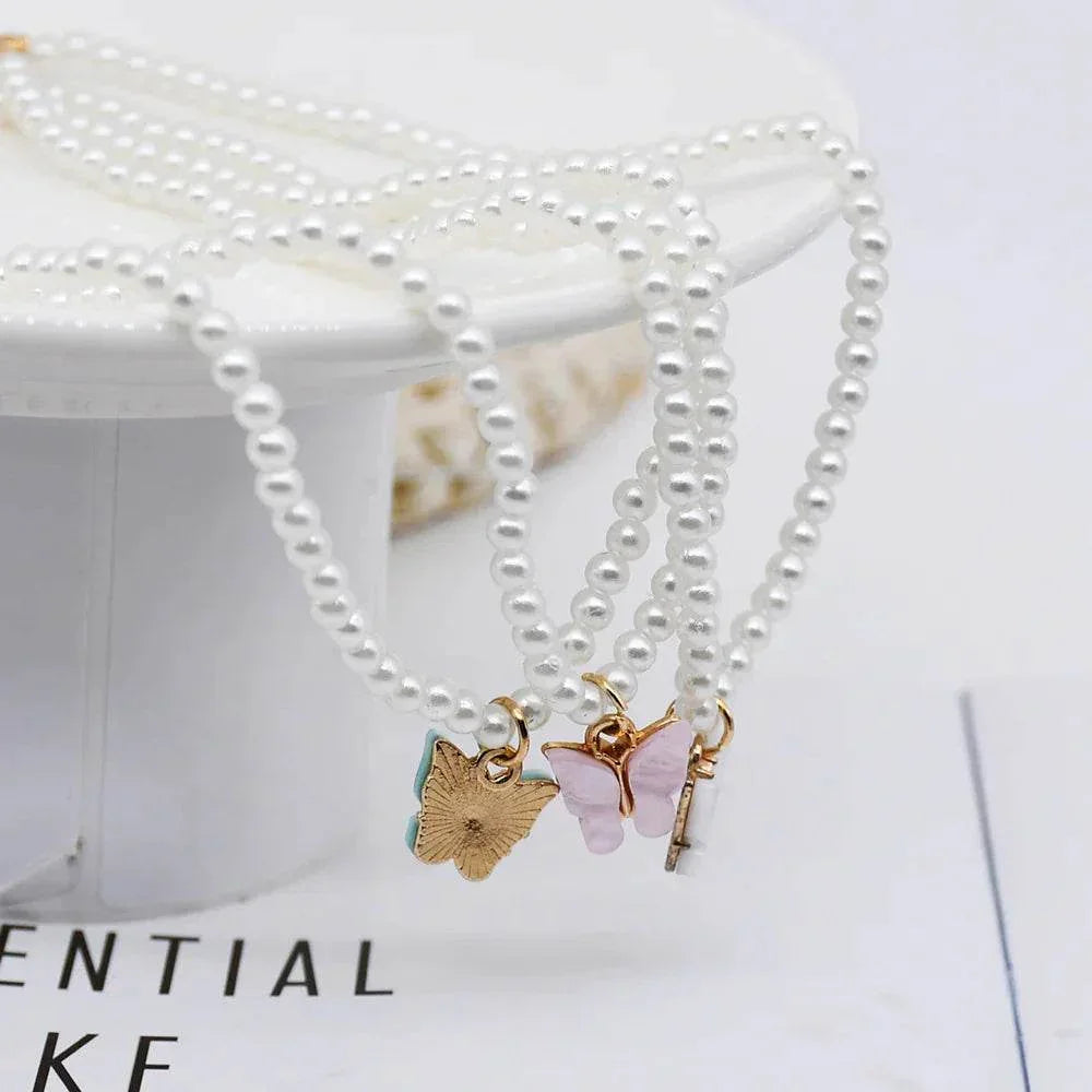 Elegant Pearl Choker with Butterfly Pendant - ZA-Zola