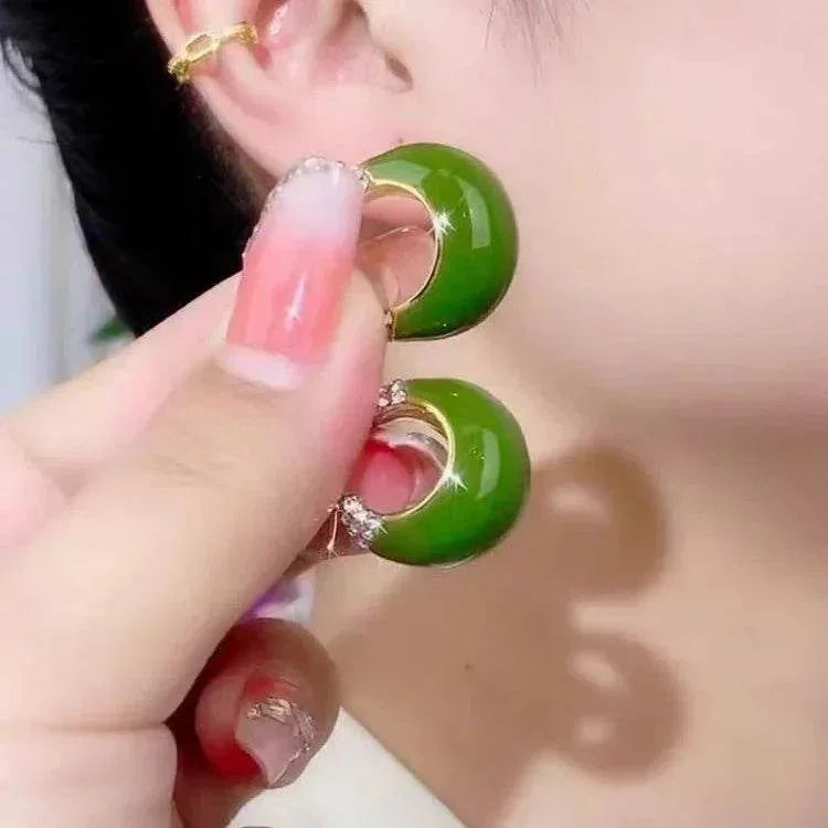 Elegant Red & Green Rhinestone Drip Earrings - ZA-Zola