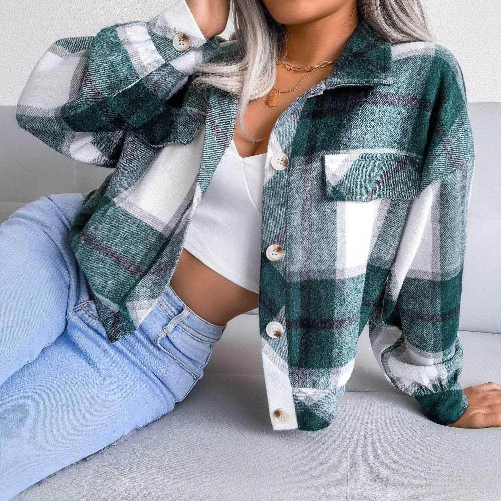 Plaid Lapel Cropped Jacket – Shop Now! - ZA-Zola
