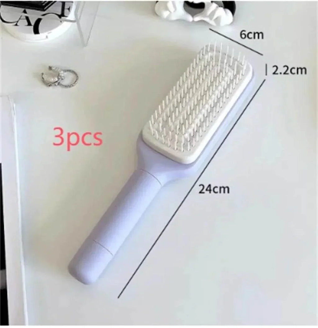 4-in-1 Self-Cleaning Hair Brush – Anti-Static & Massage - ZA-Zola