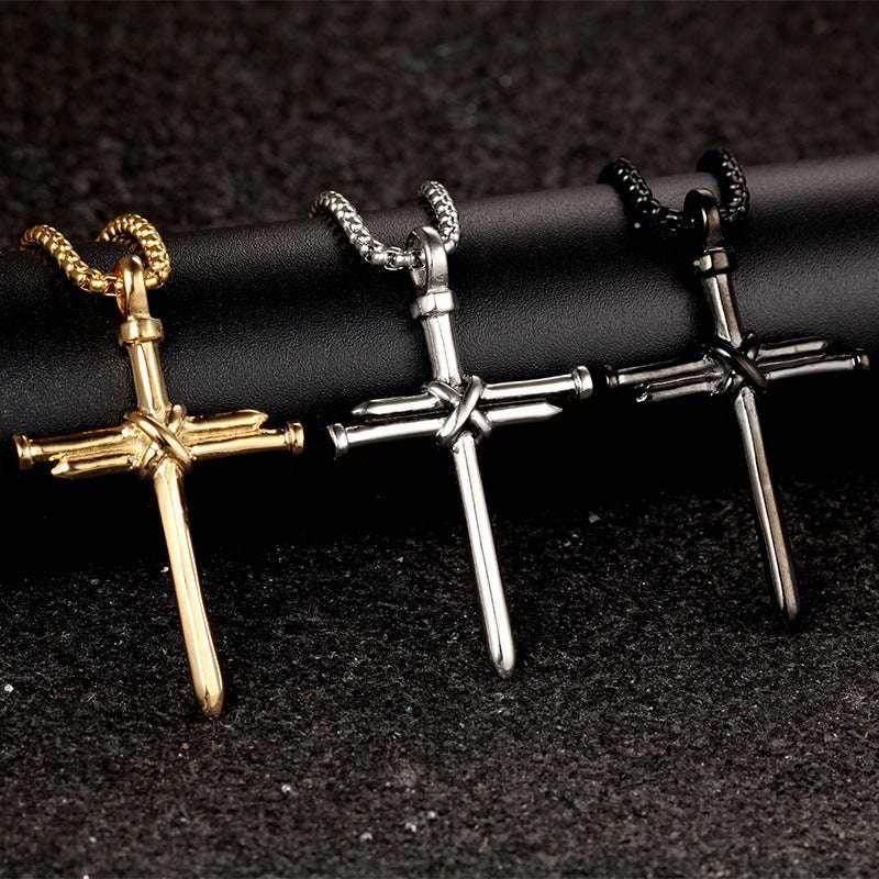 Iron Nail Cross Pendant Necklace for Men - ZA-Zola