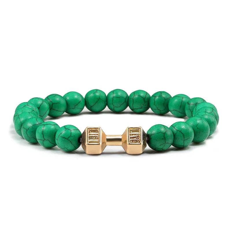 Turquoise Electroplated Alloy Barbell Bracelet - ZA-Zola