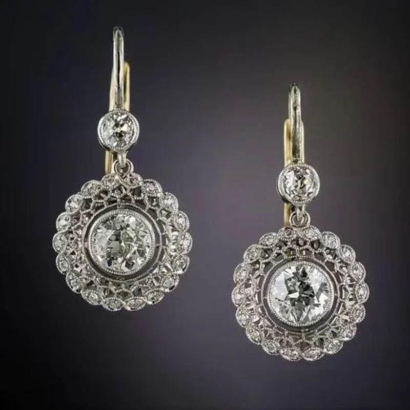 Geometric Round Zircon-Like Wedding Earrings - ZA-Zola