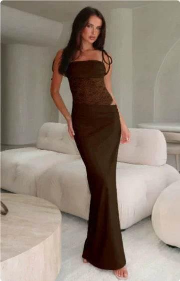 Y2K Lace Suspender Dress – Sexy Long Dress for Club, Beach & Evening - ZA-Zola