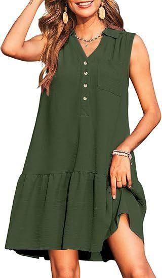 Chic V-Neck Buttoned Sleeveless Dress – Casual & Stylish - ZA-Zola