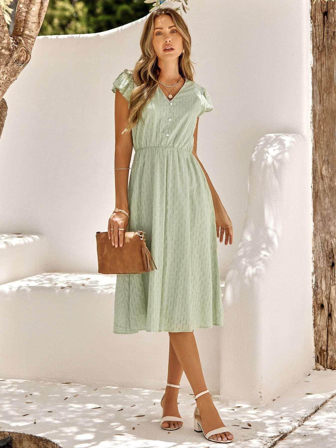 Casual Solid V-Neck Summer Dress for Women - ZA-Zola