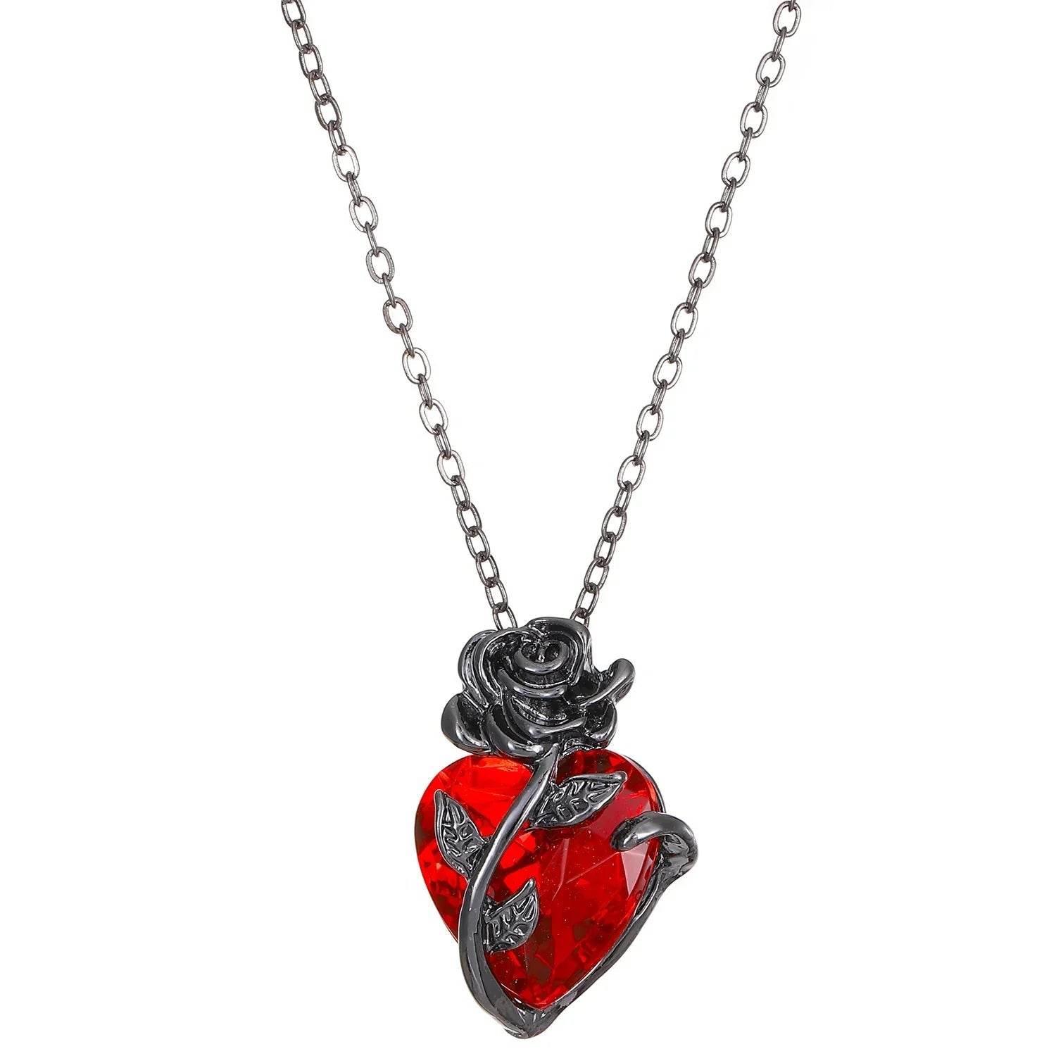 Shop Punk Rose Heart Necklace – Perfect Gift Today! - ZA-Zola
