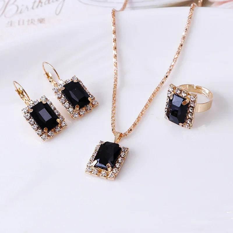 Crystal Jewelry Set – Necklace, Earrings & Ring - ZA-Zola