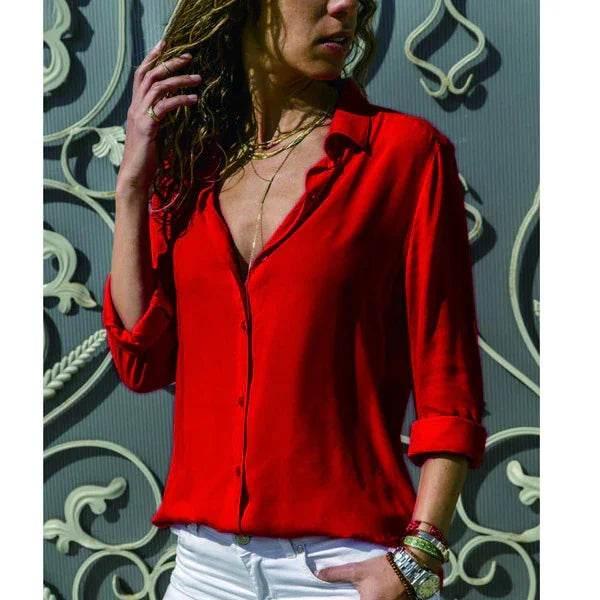 Long Sleeve Cotton Lapel Button Shirt - ZA-Zola