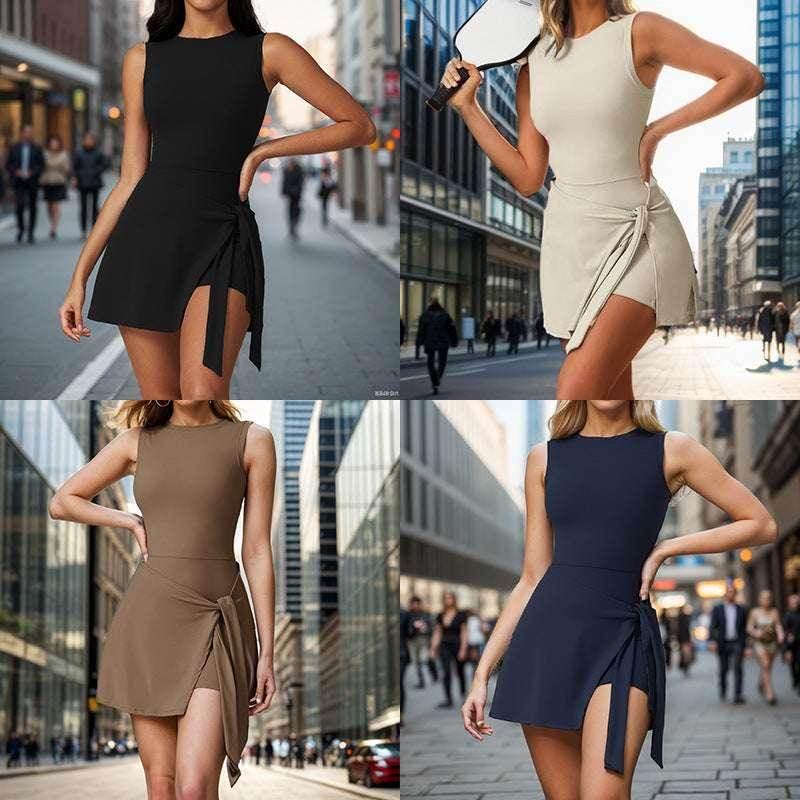 Anti-Exposure Sport Dress with Skirt – Women's Fitness Wear - ZA-Zola