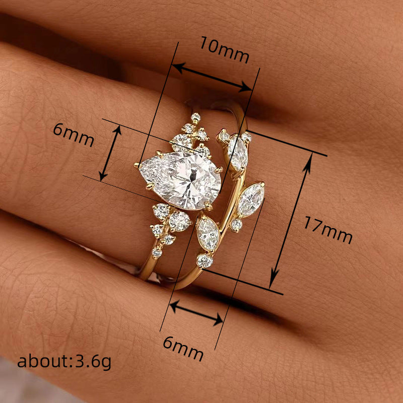 Branch-Leaf Personalized Zircon Ring | Korean Style