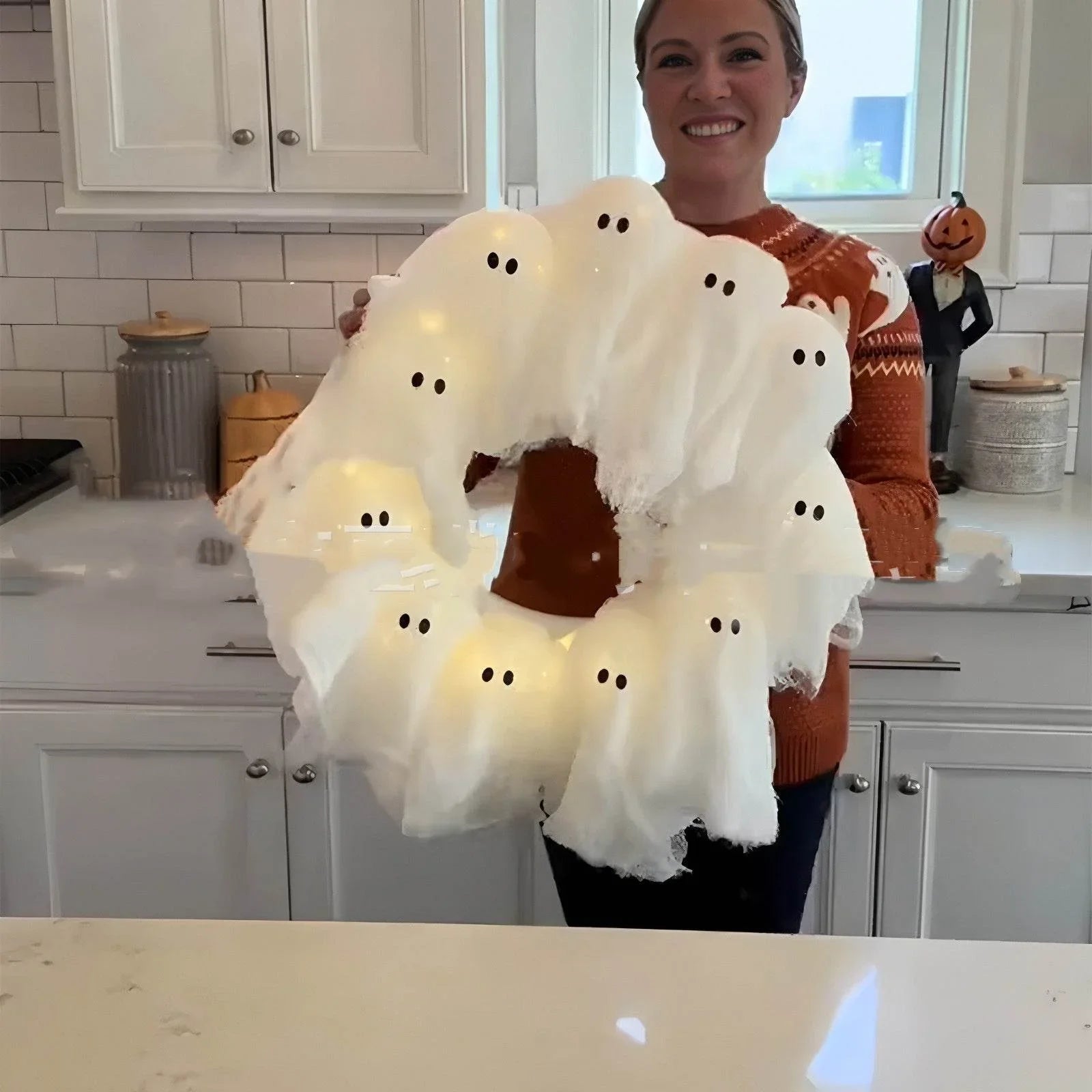 ZA-Zola Light-Up Ghost Garland Halloween Decor - ZA-Zola