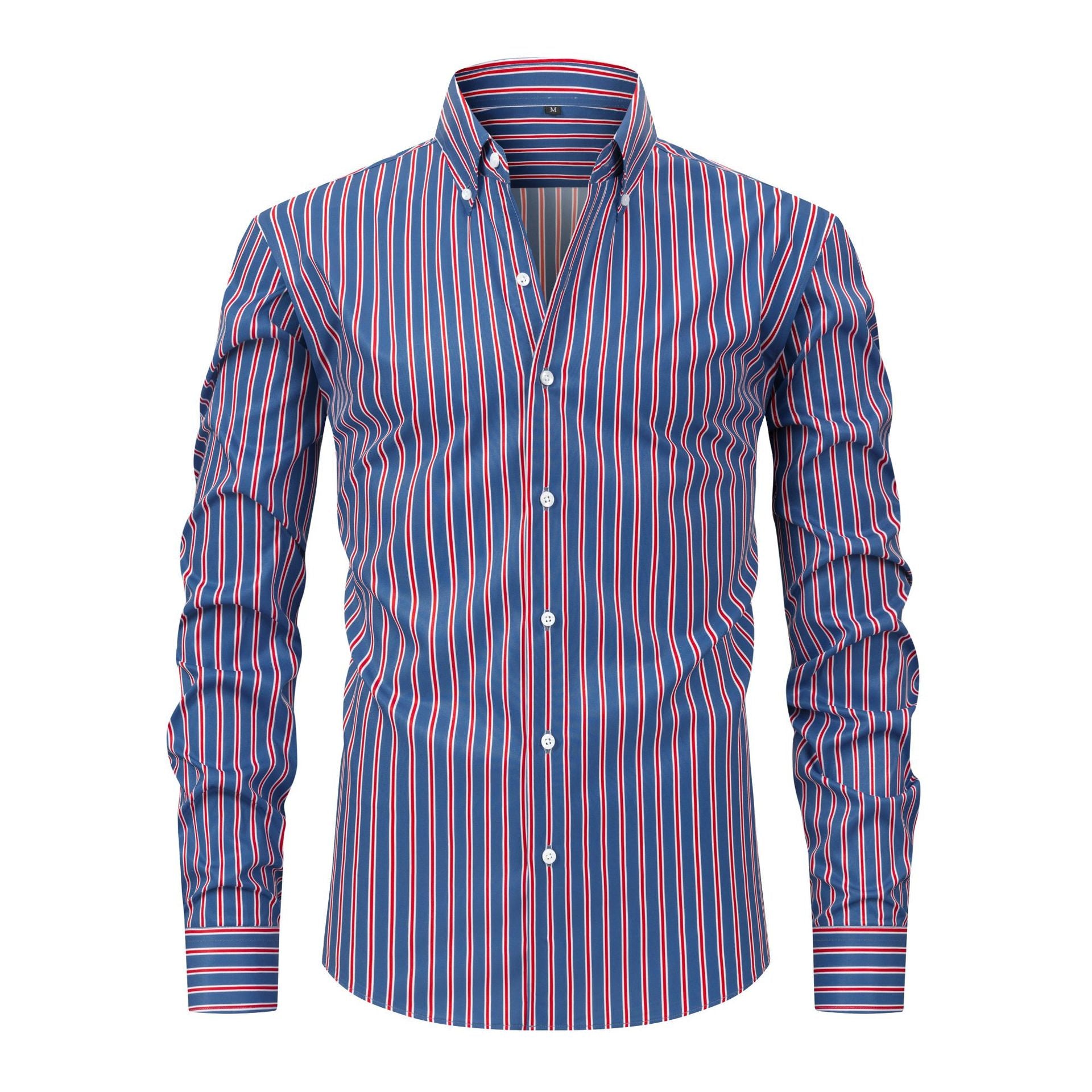 Blue and red striped shirt on a white background