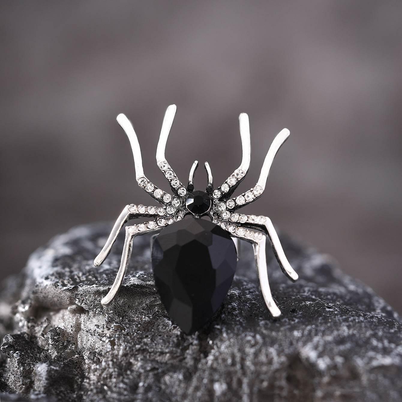 ZA-Zola Halloween Spider Rhinestone Ring Women - ZA-Zola