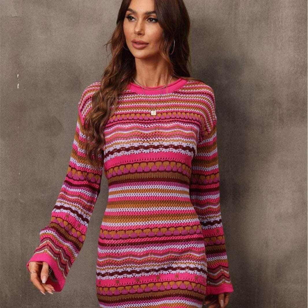 Women’s Patchwork Knit Cutout Dress - ZA-Zola