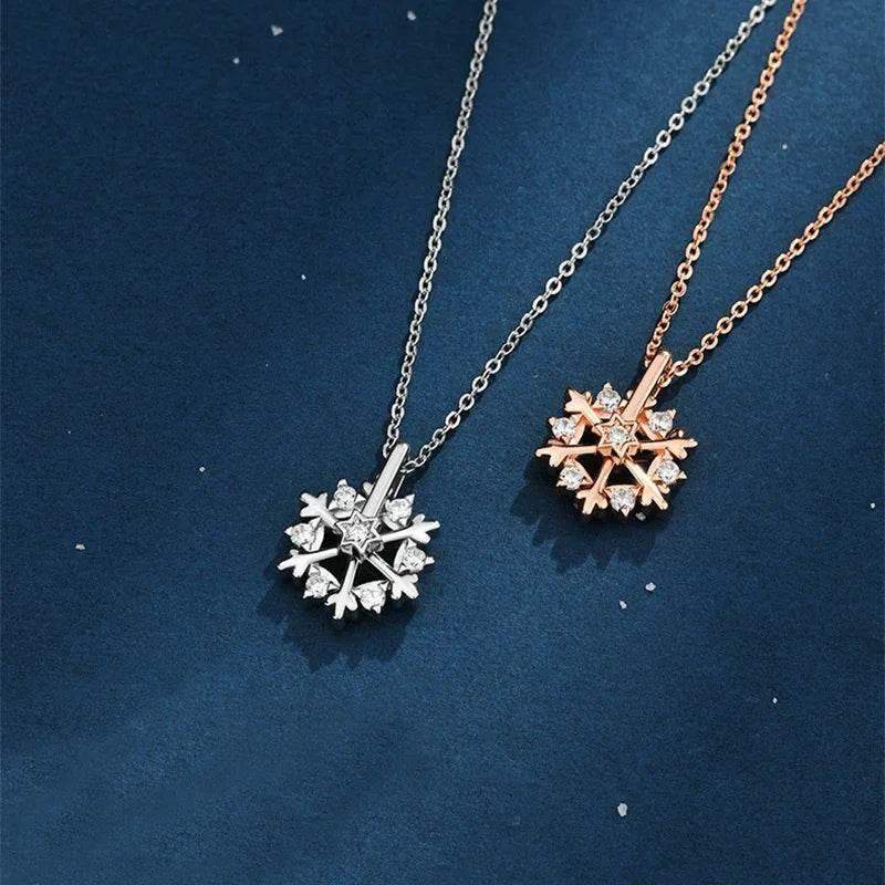 Rotatable 925 Silver Snowflake Necklace – Shop Now - ZA-Zola